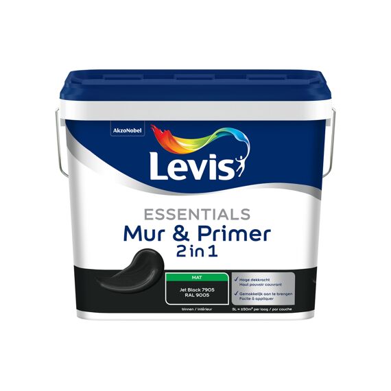 Levis Verf Essentials Mur & Primer Jet Black 5L