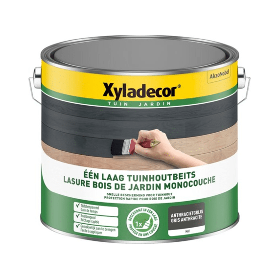 Xyladecor Een Laag Tuinhoutbeits Anthraciet 2,5L