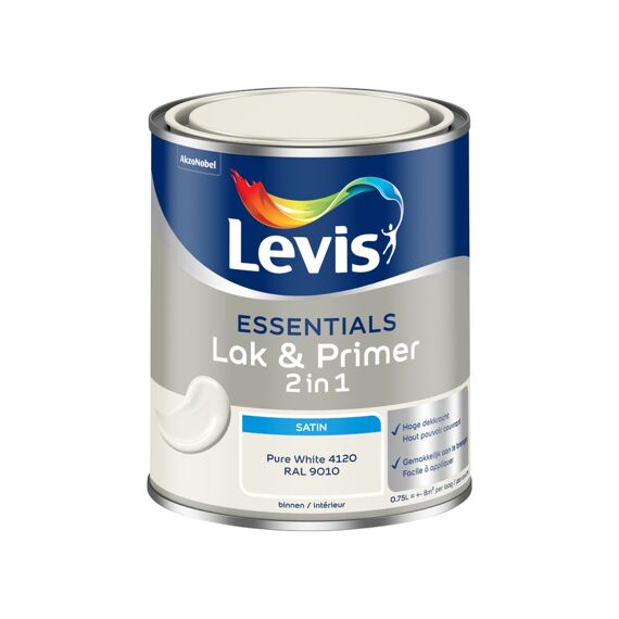 Levis Verf Essentials Lak & Primer Pure White - Ral 9010 750 Ml