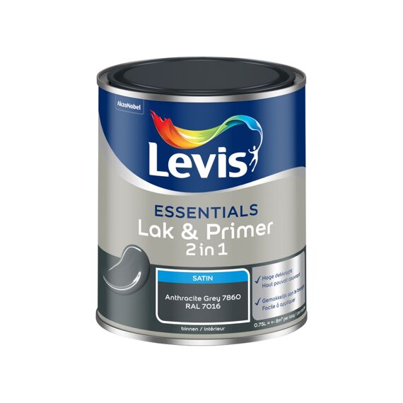 Levis Verf Essentials Lak & Primer Anthracite Grey - Ral 7016  750 Ml