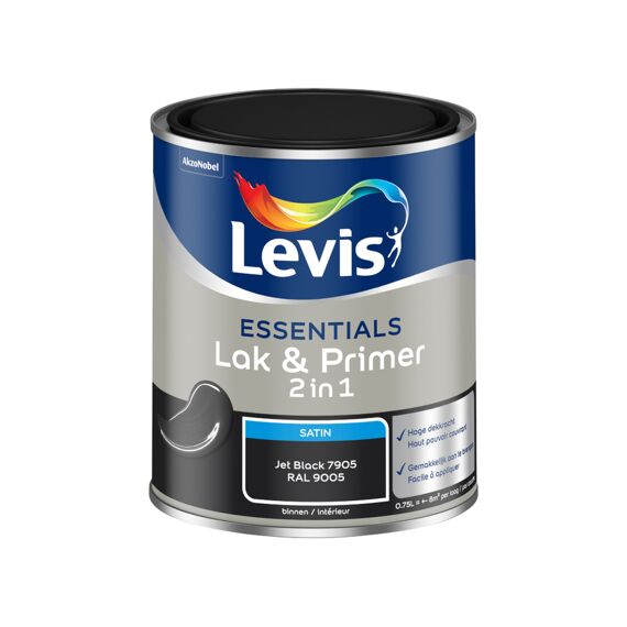 Levis Verf Essentials Lak & Primer Jet Black - Ral 9005 750 Ml