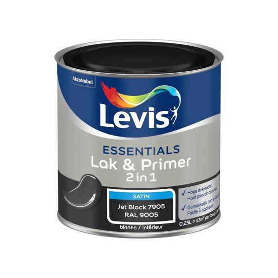 Levis Verf Essentials Lak & Primer Jet Black - Ral 9005 250 Ml