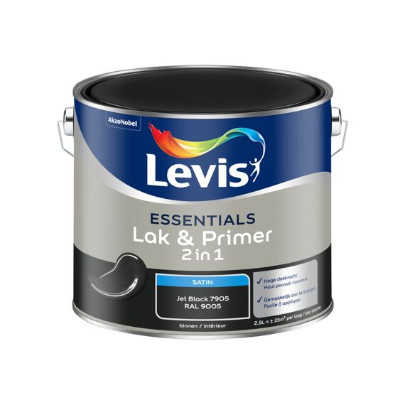 Levis Verf Essentials Lak & Primer Jet Black - Ral 9005 2.5L