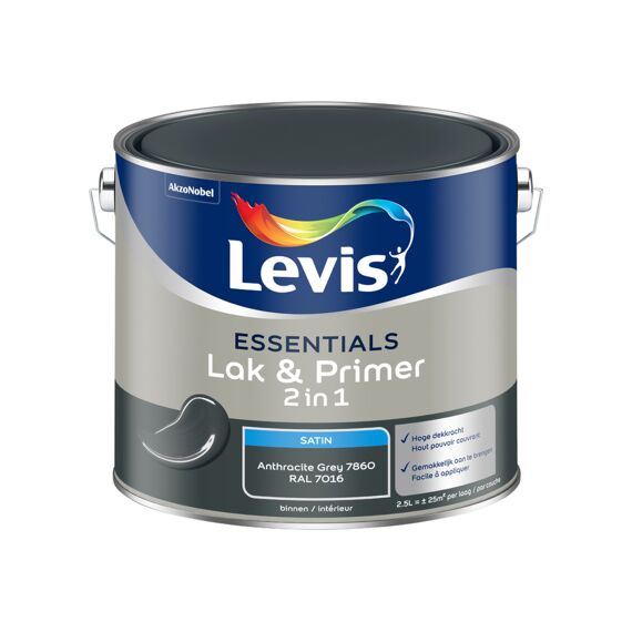 Levis Verf Essentials Lak & Primer Anthracite Grey - Ral 7016 2.5L