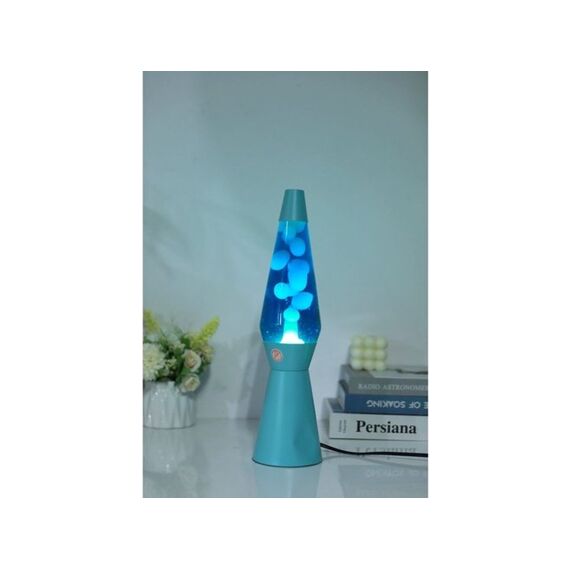 I-Total Lavalamp Met Blauwe Basis 36Cm Blauwe Vloeistof En Witte Wax