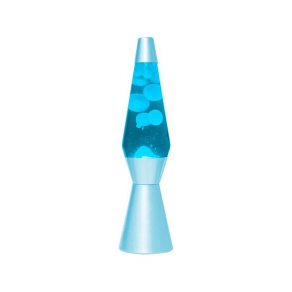 I-Total Lavalamp Met Blauwe Basis 36Cm Blauwe Vloeistof En Witte Wax