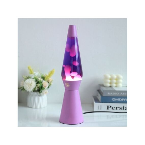 I-Total Lavalamp Met Paarse Basis 36Cm Paarse Vloeistof En Roze Wax