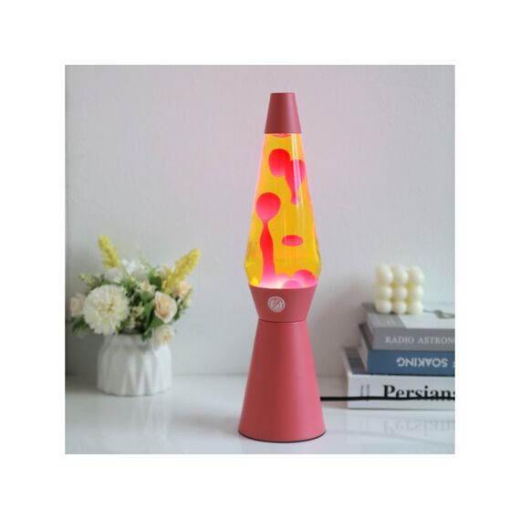 I-Total Lavalamp Met Rode Basis 36Cm Gele Vloeistof En Rode Wax