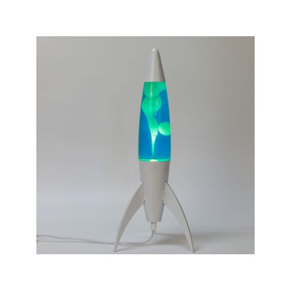 I-Total Rocket Lava Lamp Met Witte Basis Blauwe Vloeistof En Witte Wax