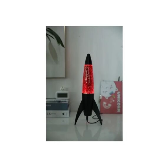 I-Total Rocket Glitter Lamp Met Zwarte Basis En Rood Licht