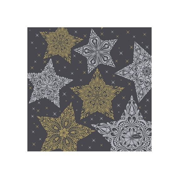 Duni Servet 33X33Cm 20 Stuks Snowstars Black
