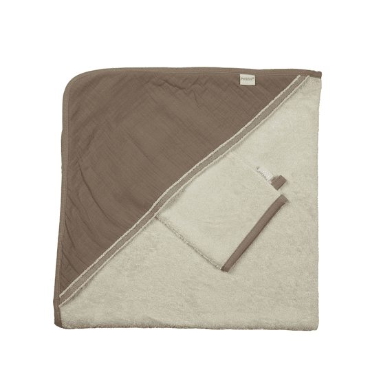 Pericles Badcape + Washandje Bamboo Chocolate