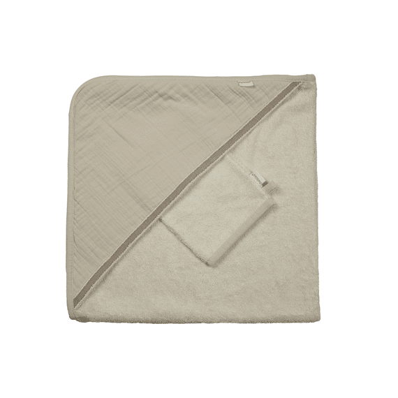Pericles Badcape + Washandje Tetra/bamboe Creme