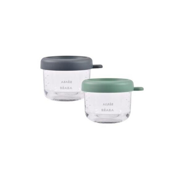 Beaba Bewaarpotjes Glas Set 2Pack 150Ml Mineral/Sage Green