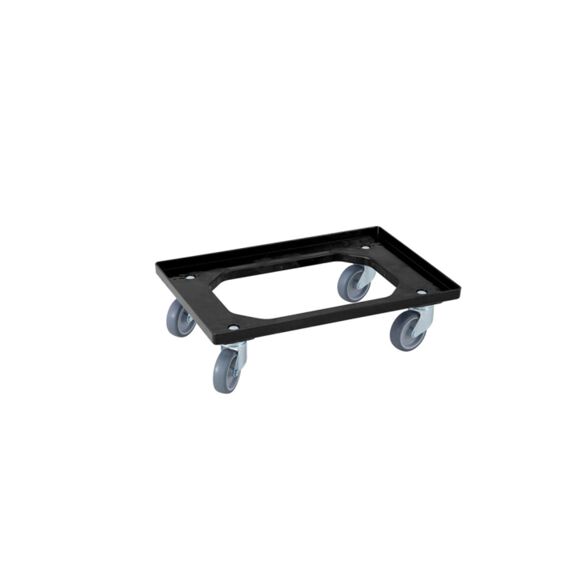 Qubb Transportonderstel 600X400Mm Bakken 4 Rubber Zwenkwielen Met Gegalvaniseerde Vorken Zwart