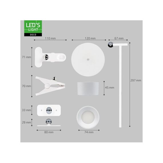 Rechargeable Table/Spot Lamp White (3In1)