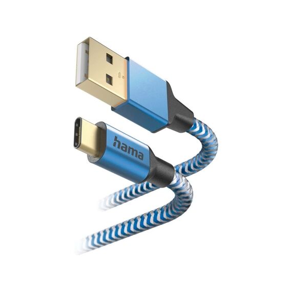 Hama Laadkabel Reflective Usb-A Naar Usb-C Nylon 1.5M Blauw