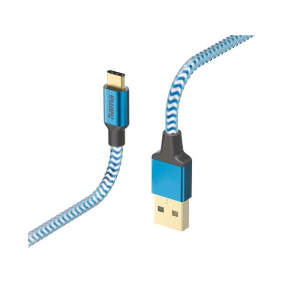 Hama Laadkabel Reflective Usb-A Naar Usb-C Nylon 1.5M Blauw