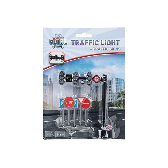 Kids Globe Verkeerslicht Met 3 Lichten 11,5Cm En 5 Verkeersborden 5Cm