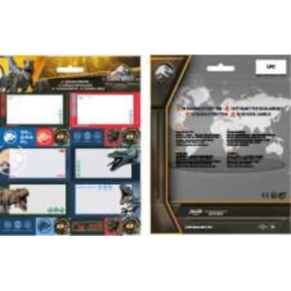 Jurassic World Zelfklevende Schooletiketten 3 Vellen