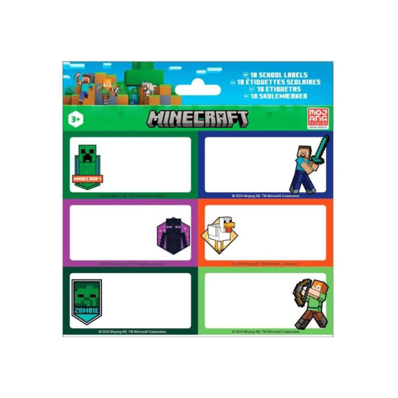 Minecraft Zelfklevende Schooletiketten 3 Vellen