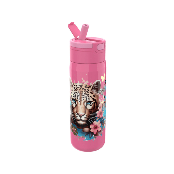 Lunch Buddies Rvs Waterfles 600Ml Leopard Flowers & Butterflies
