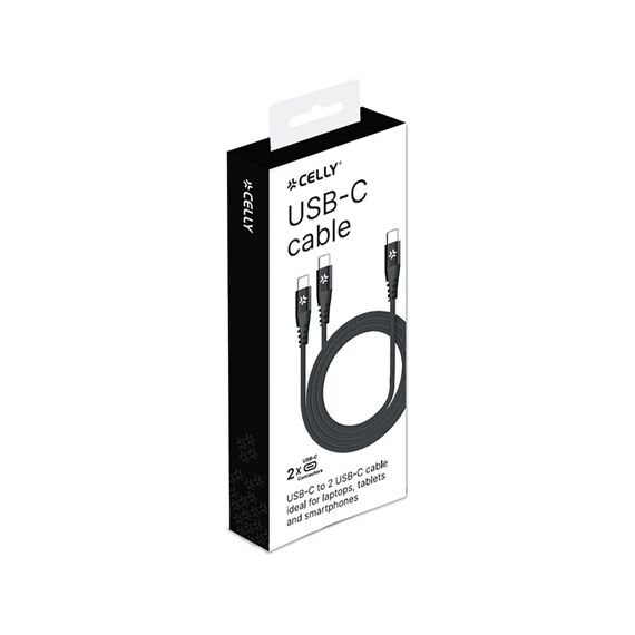 Celly Usb-C Naar Dubbele Usb-C Kabel