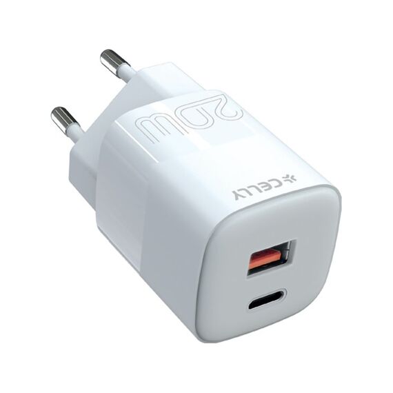 Celly Thuislader Usb/Usb-C 20W Wit