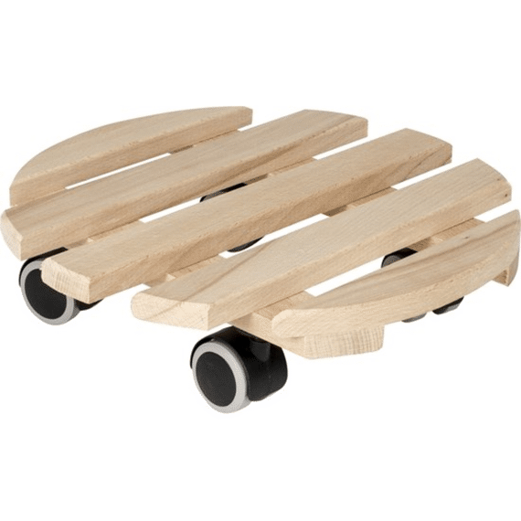 Plantenroller Hout Beuk Rond Met Wielen 30cm Diam