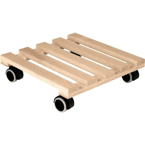 Plantenroller Hout Beuk Vierkant Met Wielen 29x29cm