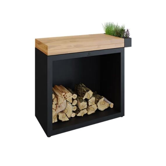 Ofyr Butcher Block Storage 90 Black Teak Wood