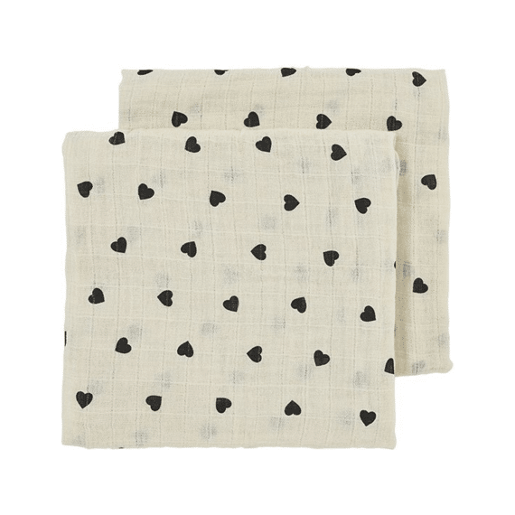 Meyco Tetradoeken 2-pack 70x70 Sweet Heart Soft Sand Black