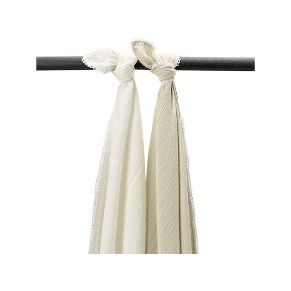 Meyco Swaddle Tetra 120x120 2-pack Lace Naturel Soft Sand