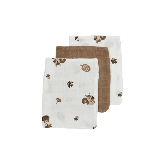 Meyco Tetra Washandjes 3-pack Forest Animals Toffee