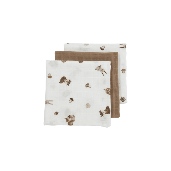 Meyco Tetradoeken 3-pack 70x70 Forest Animals Toffee