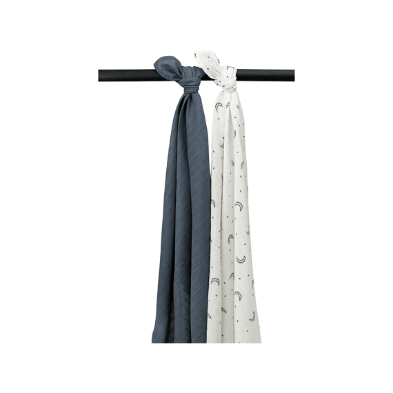 Meyco Swaddle Tetra 120x120 2-pack Moon Indigo