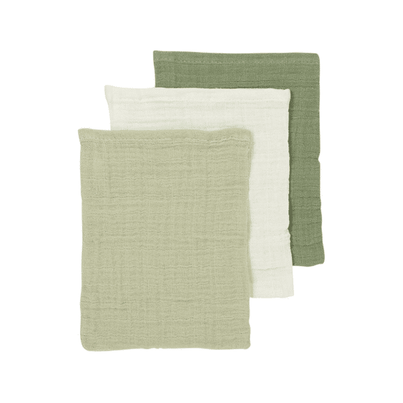 Meyco Tetra Washandjes 3-pack Soft Olive Naturel Olive Green