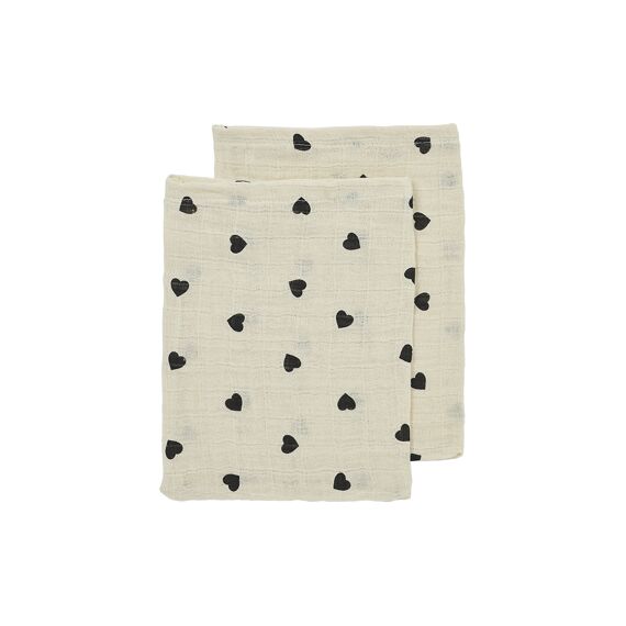 Meyco Tetra Washandjes 2-pack Sweet Heart Soft Sand Black