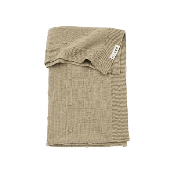 Meyco Deken Wieg 75x100 Gebreid Katoen Mini Knots Sand