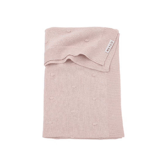 Meyco Deken Wieg 75x100 Gebreid Katoen Mini Knots Soft Pink