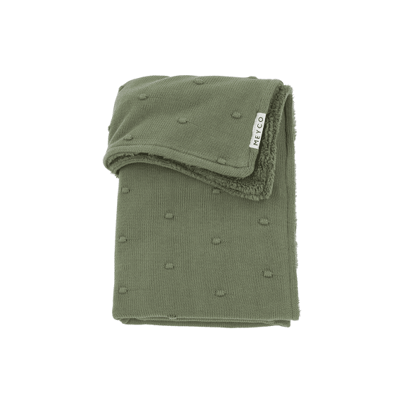 Meyco Deken Wieg 75x100 Gebreid Katoen Teddy Mini Knots Forest Green