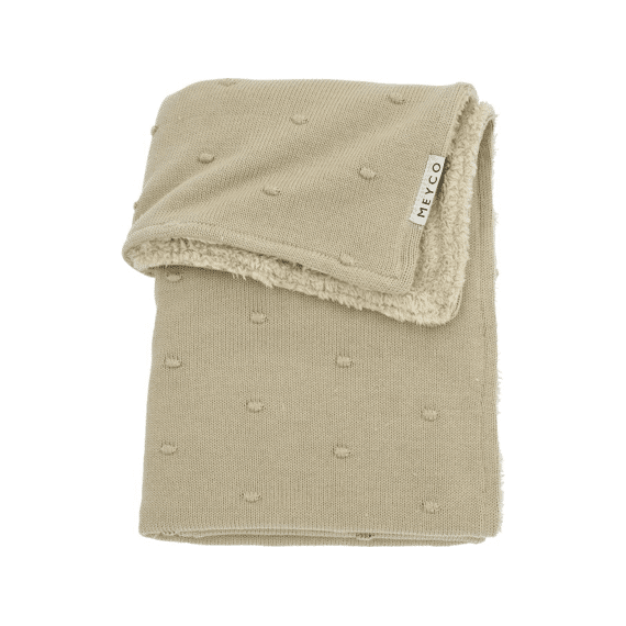 Meyco Deken Bed 100x150 Gebreid Katoen Teddy Mini Knots Sand