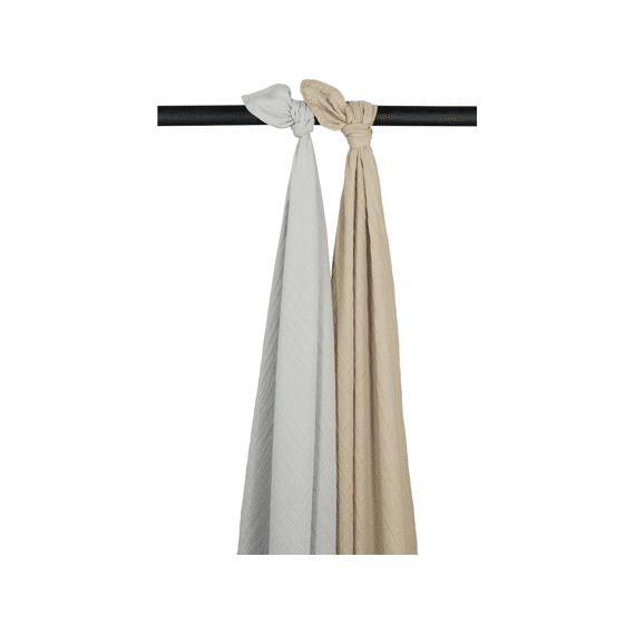 Meyco Swaddle Tetra 120x120 2-pack Uni Light Grey Sand
