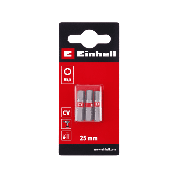 Einhell 3 Bit Standaard 25mm Hex 5,5