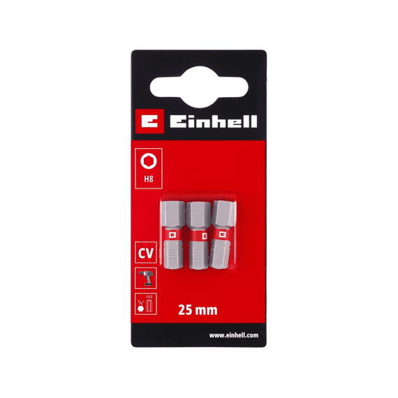 Einhell 3 Bit Standaard 25mm Hex 8