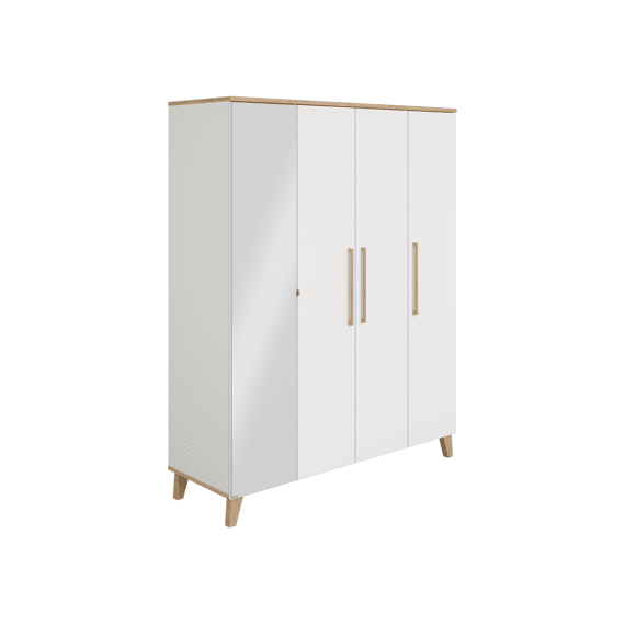 Paidi Oscar Kast 4 Deuren Met Spiegel Links Wit/Naturel