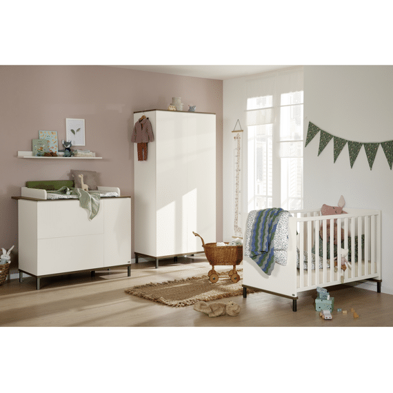 Yuny By Paidi Lovely Aliv Offwhite/Walnut Bed 90x200 (Excl.Lattenbodem)
