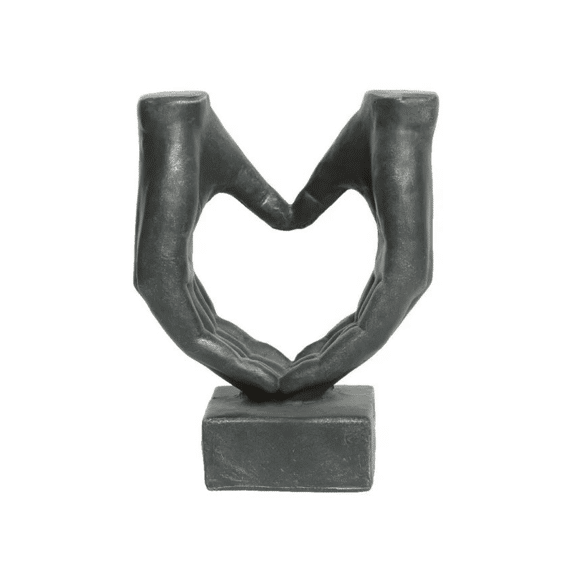 Standbeeld Polymagnesium Heart Buiten L17.00-w29.00-h37.00cm Antraciet/zilver