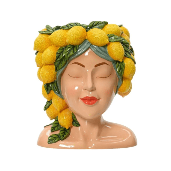 Planter Polyresin L19.50-w17.00-h23.50cm Geel/kleur(en)