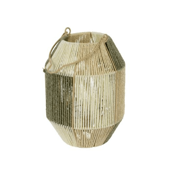 Lantaarn Papiertouw L18.00-w18.00-h25.00cm Groen/kleur(en)